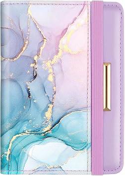 Coco Rossi RFID Blocking Travel Passport Cover - Rose Gold Floral Pattern with Elastic Band for Women