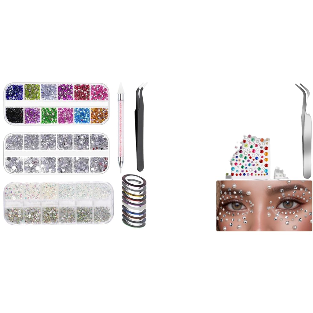 MAYCREATE® Nail Art Kit with Colorful Rhinestones, Face Gems, Pearl Stickers, Pickup Pen & Tweezer for DIY Manicure, Crafts, Journaling, Scrapbooking, Planners & Festival Makeup-image-40