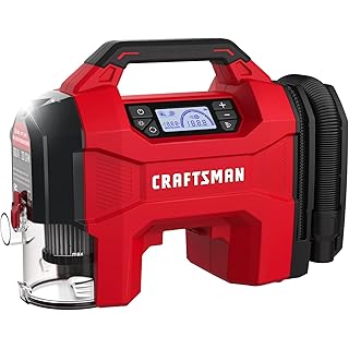 CRAFTSMAN 3-in-1 Tire Inflator, 160PSI Portable Air Compressor/Car Vacuum/Dust Blower, 20V Cordless & 12V Car Power, Air Pump with LED Light for Cars Trucks RV Tires (Battery Sold Separately)
