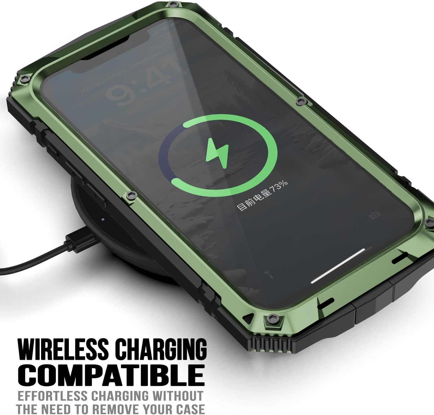 Metal Case for iPhone 17e 16e Aluminum Military Grade Rugged Case with Stand Screen Protector Drop Tested Heavy Duty Shockproof Dustproof Full Cover for Man (Green)