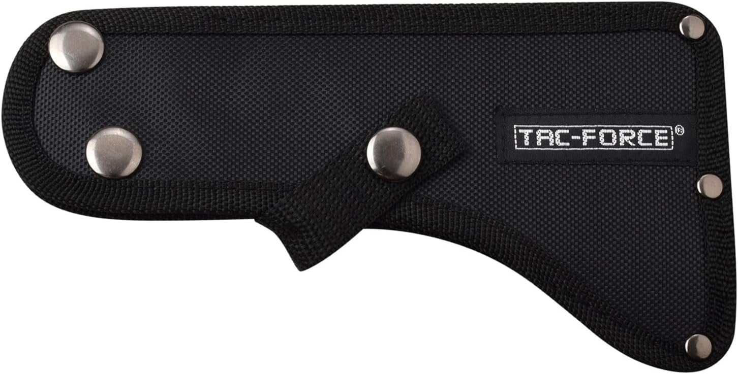 TAC-FORCE Tomahawk – Axe - Stonewash Finish Stainless Steel Blade w/Etched U.S.A. Flag, Black Wood Handle, Full Tang Construction, Includes Nylon Sheath, Tactical, EDC, Rescue - TF-AXE001SW