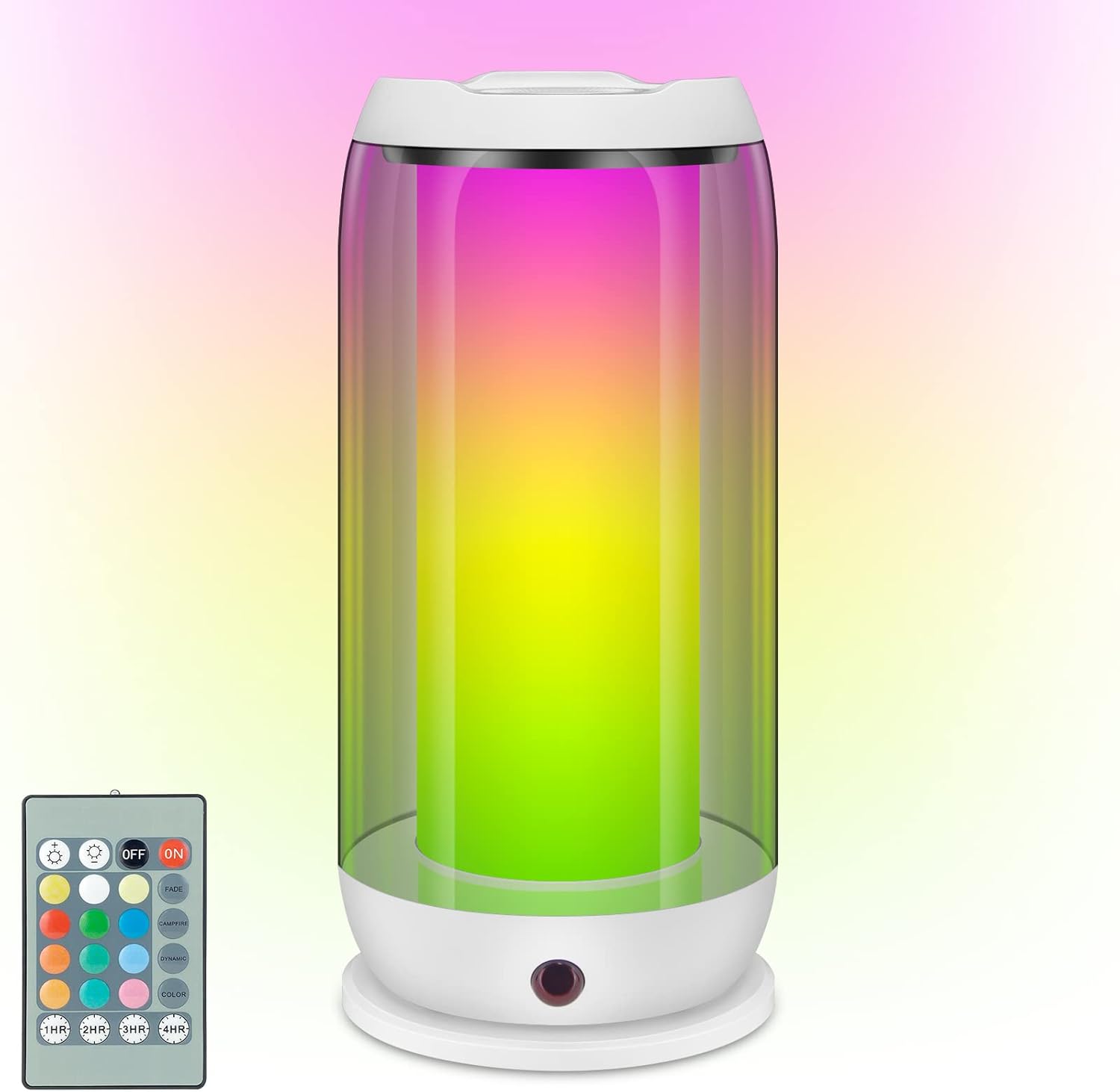 BIGMONAT Bedside Table Lamp with Remote, Multi-Colors LED Nightstand Light with Rechargeable,Timer, Dimmable Night Lighting for Bedroom, Living Room (White, 1 Pack)