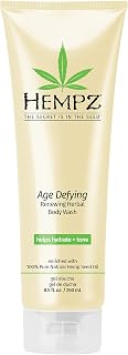 Hempz Age Defying Renewing Herbal Body Wash, 8.5 oz., with Shea Butter, Ginseng - Anti-Aging, Fragranced Shower Gel with Pure Hemp Seed Oil, Algae for Sensitive Skin - Premium Personal Care Products
