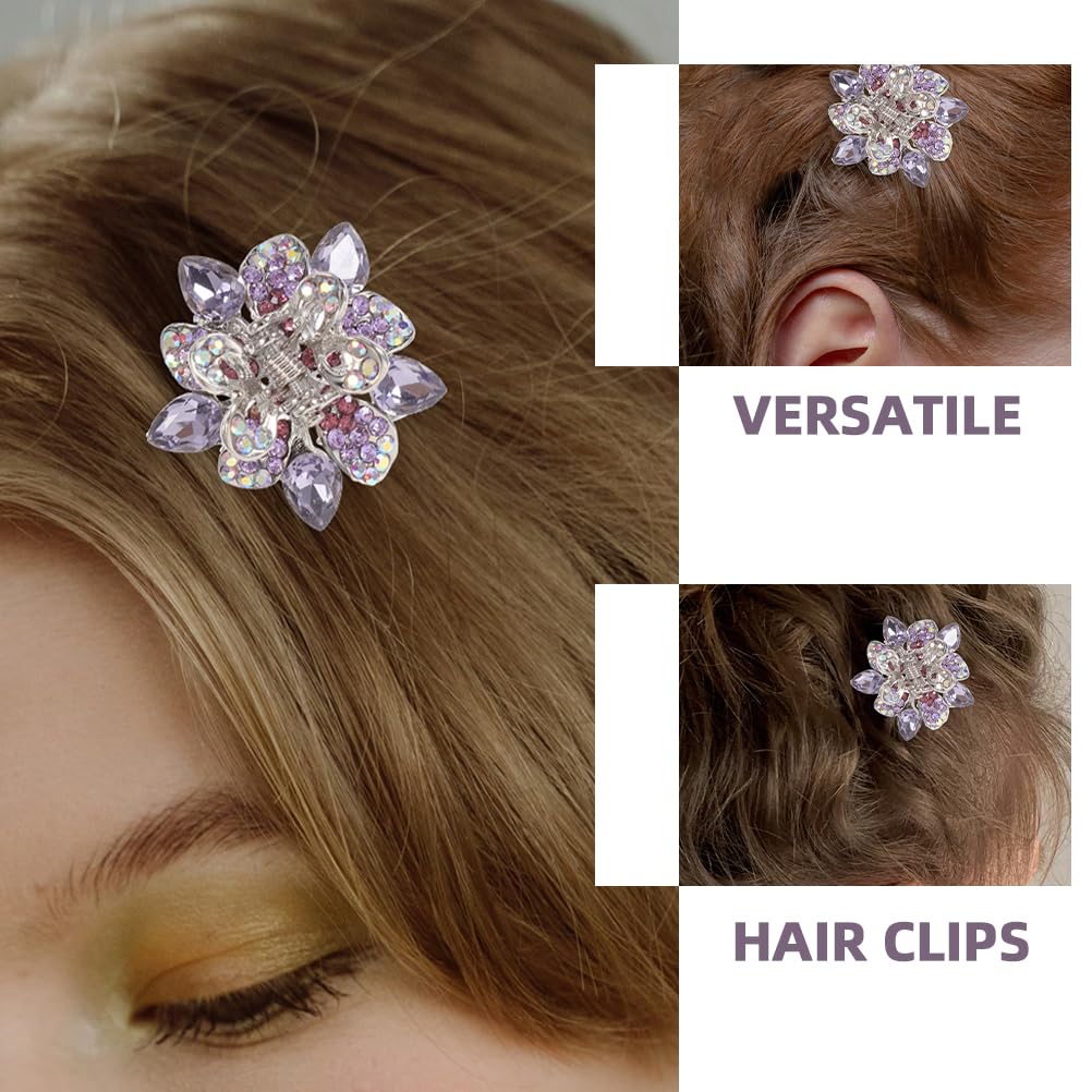 2pcs Small Hair Claw Clips Mini No-Slip Jaw Clips Rhinestone and Crystal Metal Jaw Claw Hair Clip Grip Crystals for Thick, Thin, Long or Short Hair - Image 5