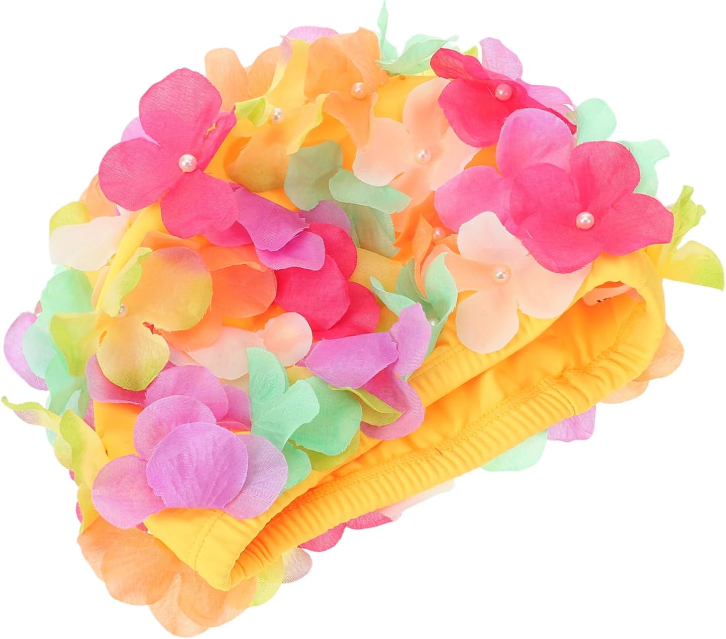 Mipcase 4pcs Flower Decor Swimming Cap for Women Stylish Hair Swim Hat Comfortable Fit for Swimming Bathing Spa Breathable Design for Ear and