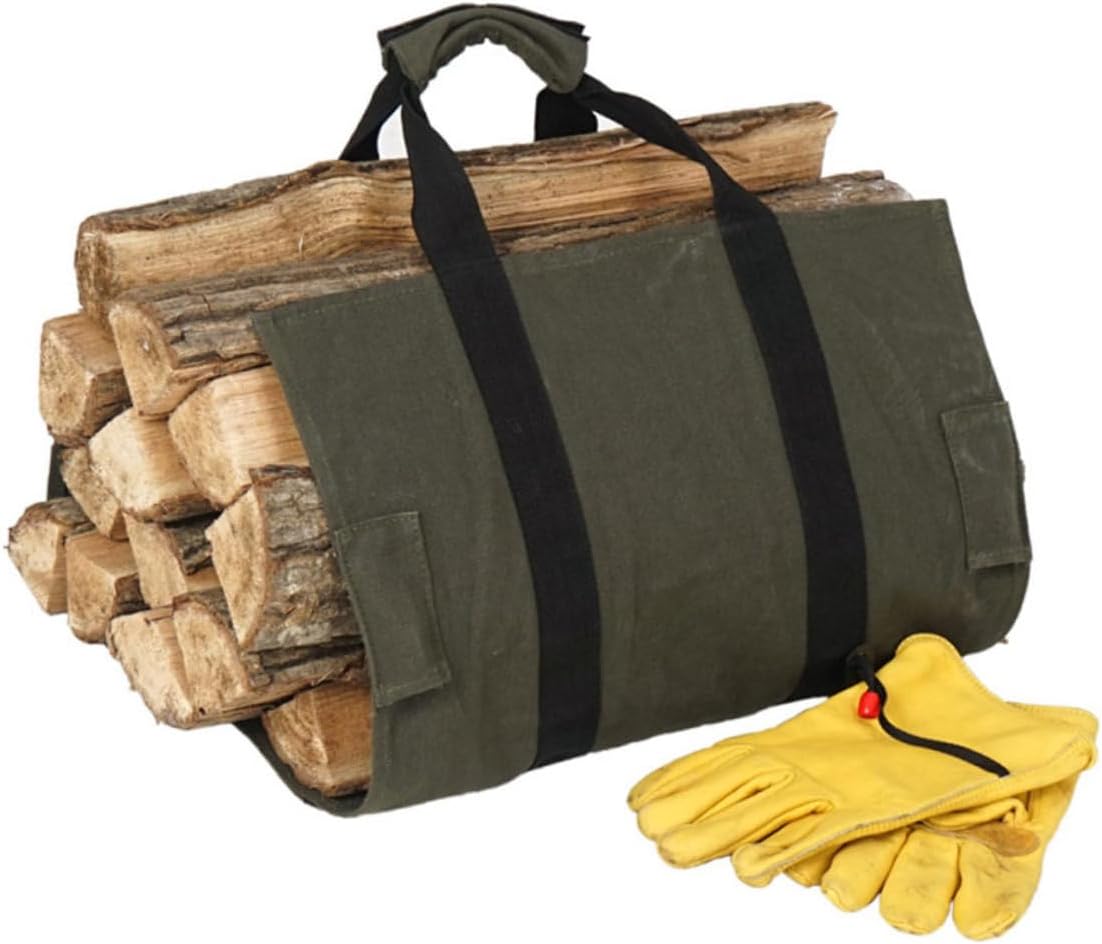 Alipis Canvas Firewood Log Carrier Tote Bag with Long Handles