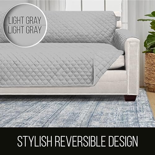 Miniatura 5 de Sofa Shield Funda Deslizante para Sofá con Correa Patentada, Protector de Cojines, Diseñada en EE. UU., Reversible, Resistente a las Manchas y al