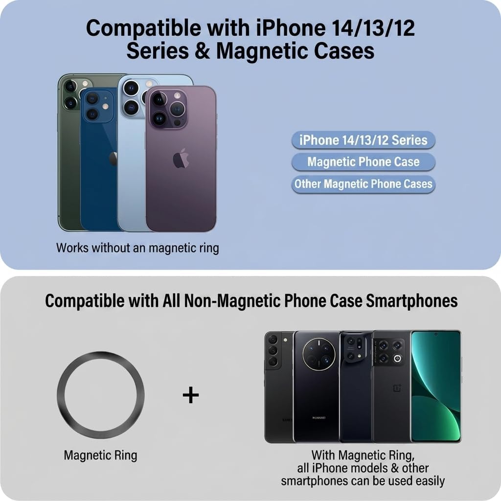 2-in-1 Magnetic Phone Grip for MagSafe,Phone Wallet for MagSafe, Phone Card Holder with Grip,black image 4