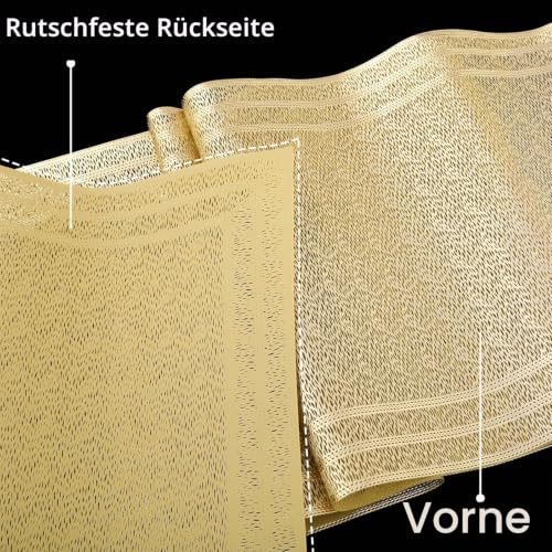 FAVE Goldfarben Vinyl Tischläufer 180 cm, waschbar für Esstisch – Ansicht 2