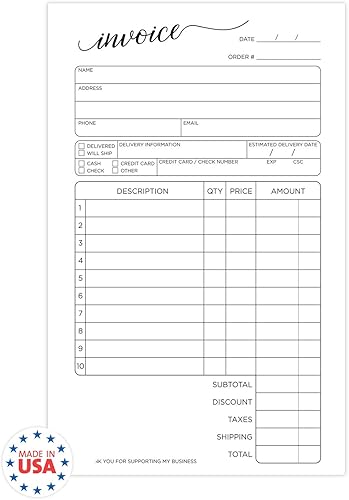 Miniatura 3 de Elegant Script - Bloc de formulario de factura sin carbono de 2 partes, 50 juegos, libro de recibos de ventas de copia de carbono de 5.5 x 8.5