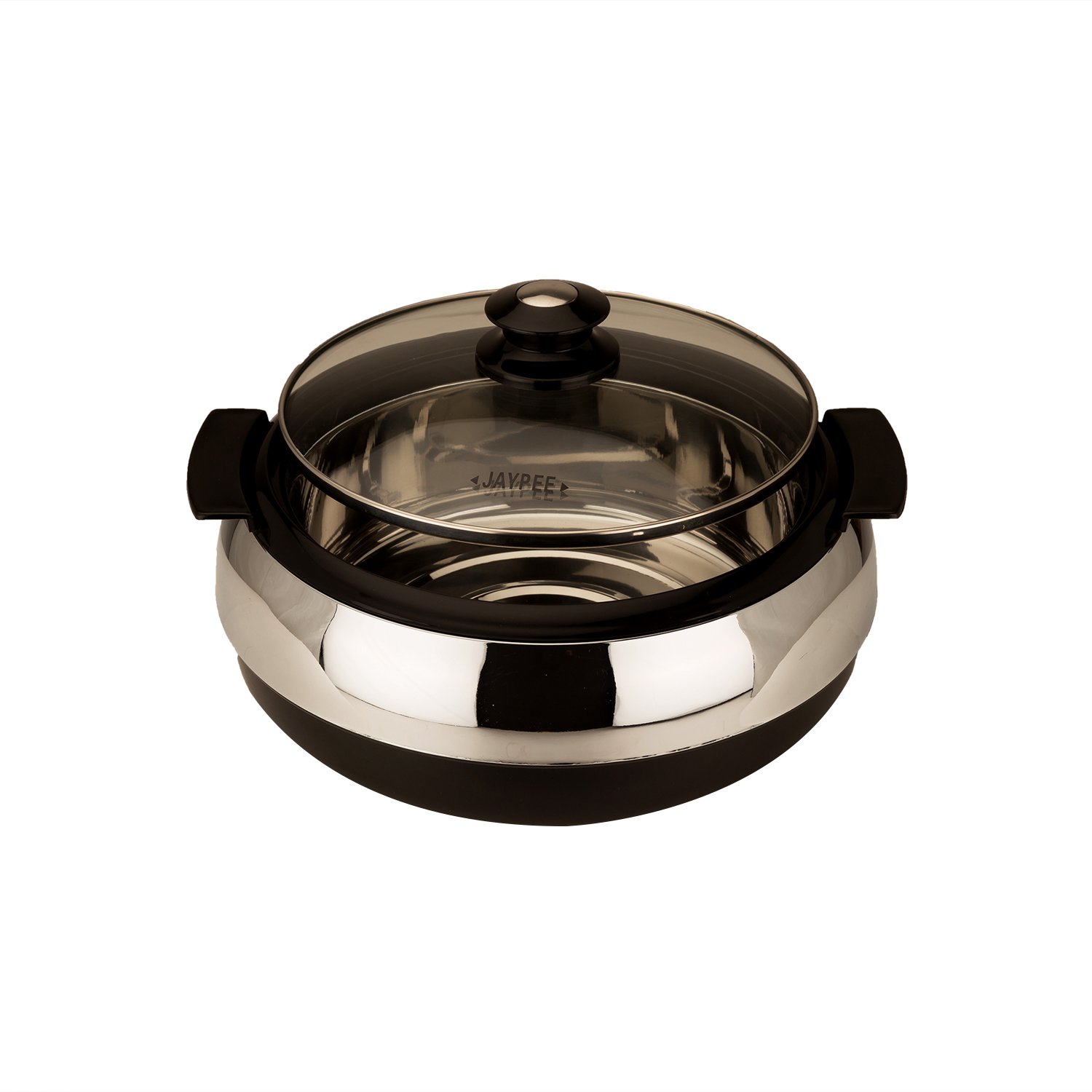 Jaypee Glasserol Serving Casserole Set of 3 Inner Stainless Steel Toughened Glass Lid PUF Insulated Hot Box |Roti Box| Easy to carry | Food Grade | Stackable | 800,1200,1700 ml, Black 7 61ROGVfRFPL. SL1500