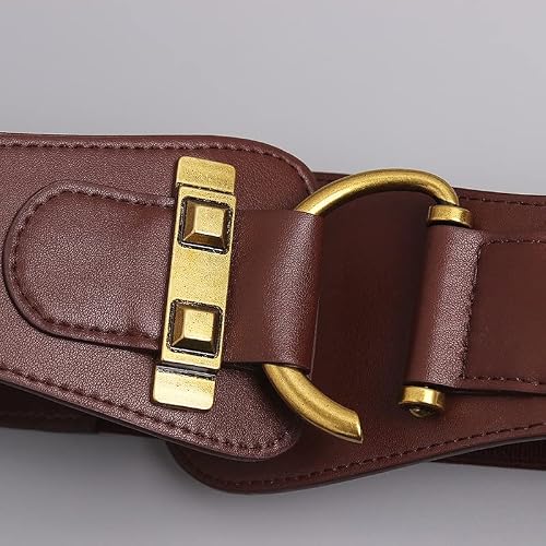 YANYUESHOP Ceinture Large Ceinture en Cuir véritable Ceinture Corset Femmes Grande Couleur Or Boucle ardillon Ceinture Femme Taille Ceinture Robe décorative (Couleur : B, Taille : Taille Unique) – vue 5
