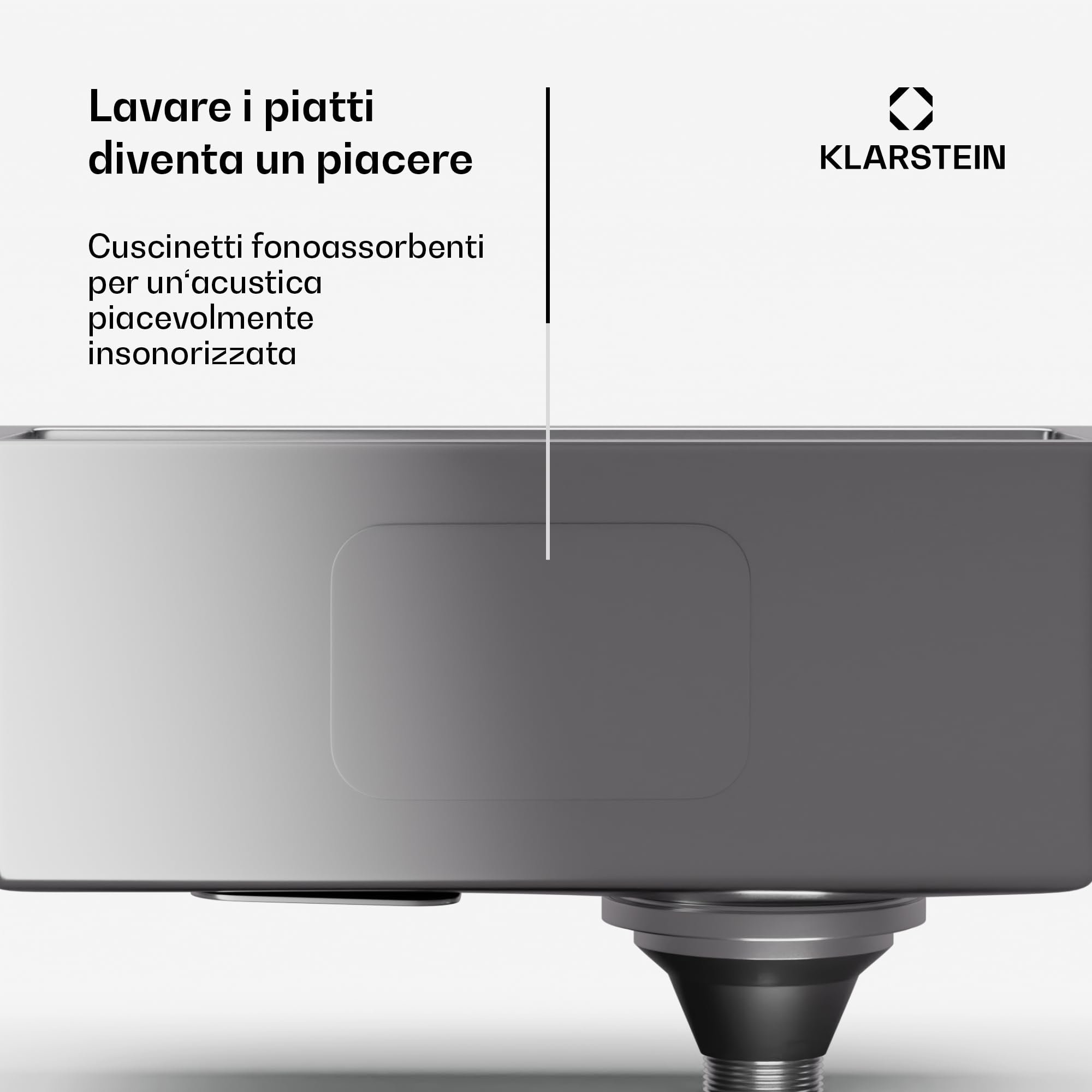 Klarstein Lavello Cucina – Acciaio Inox 304, Design Stretto 23 cm, Resistente a Graffi & Calore, Facile da Pulire, Include Kit Installazione & Troppopieno, 45x23 cm