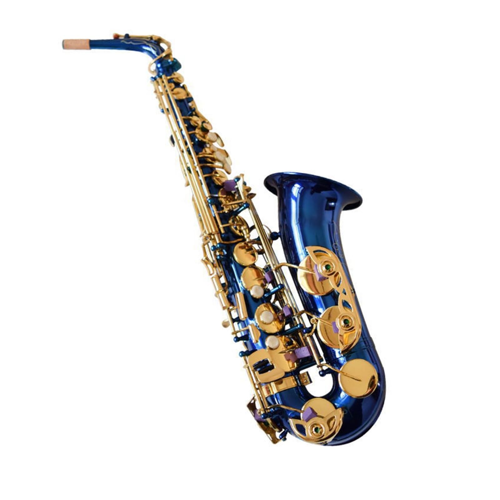 Sassofono Sassofono Contralto In Mi Bemolle Strumento Professionale Per Adulti Laccato Blu Chiave Dorata
