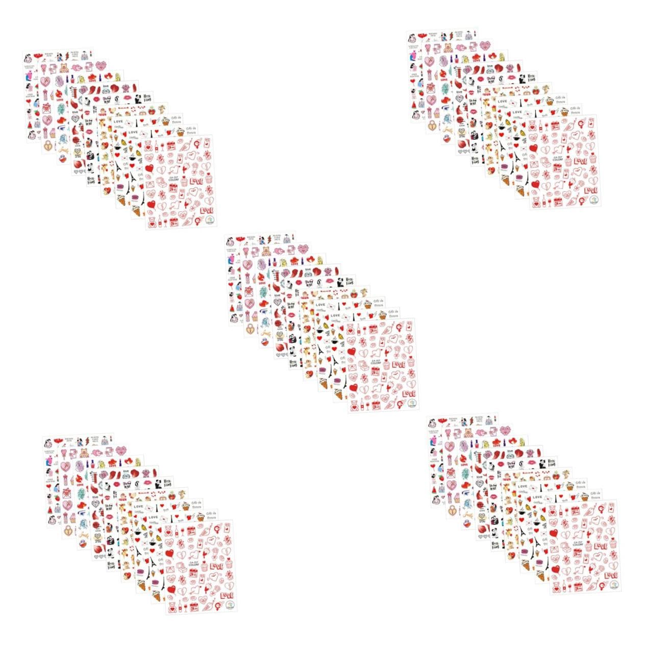 Healeved 45fogli Adesivi Per Unghie Tema Di Decalcomanie Con Cuori Per Decorazioni Unghie e Altri Usos Creativi Facili Da Applicare e Perfetti Per Festeggiare