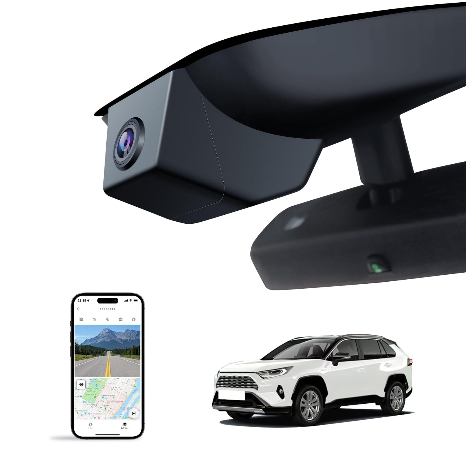 KBSYNT OEM style front 4K dash cam for Toyota RAV4 with vent hole cover