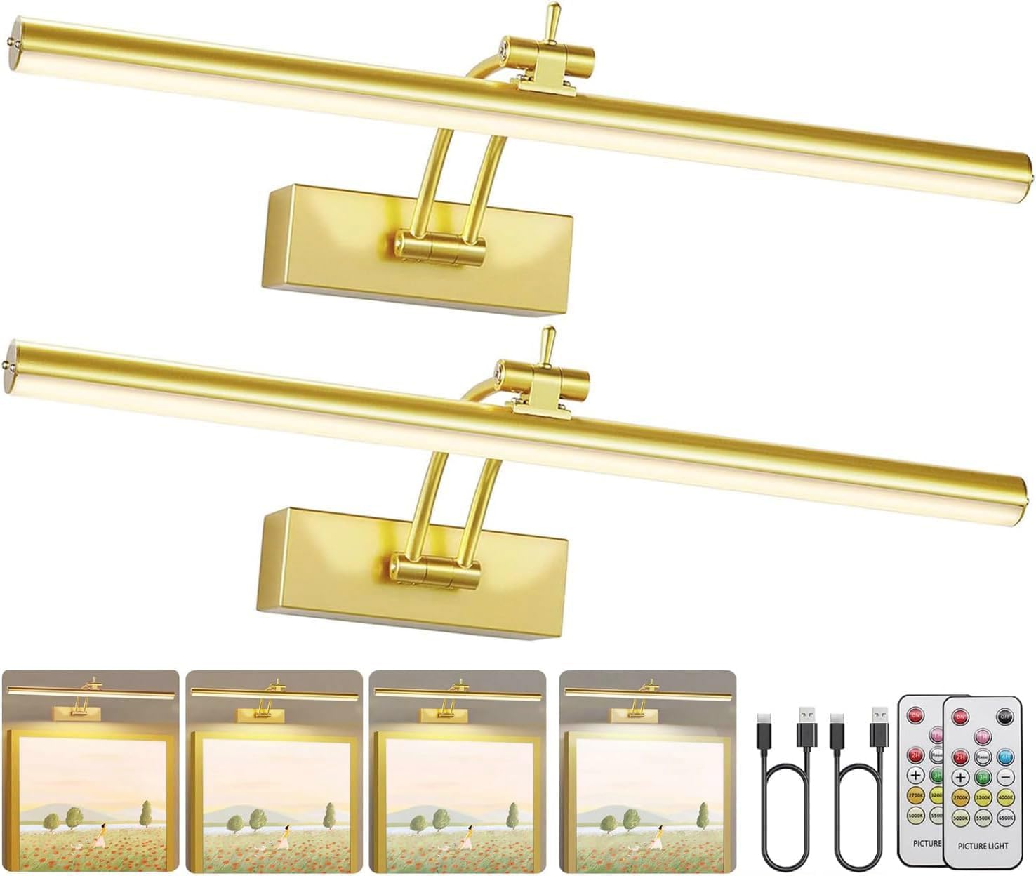 Iluminación de pared sin cables para cuadros oscuros con mando a distancia Yuichoy 8