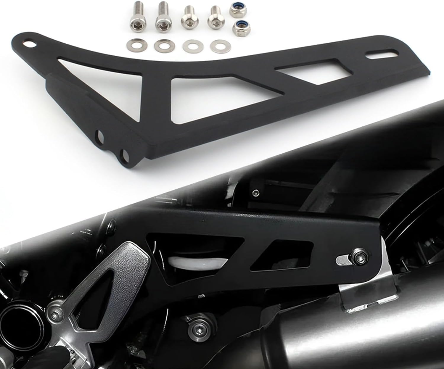 Motorcycle Aluminum Exhaust Pipe Hanger Bracket Muffler Pipe Support Guard Holder Compatible with BMW RNineT Rninet R9T 2015-2016