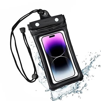 HUMBLE TPU Universal Waterproof Pouch with HD Clarity,Floating Design,Triple-Layer Locking System,and Hands-Free Lanyard Perfect for Swimming,Boating,Pool,Beach Fits Smartphones Up to 6.9" Black - image, photos