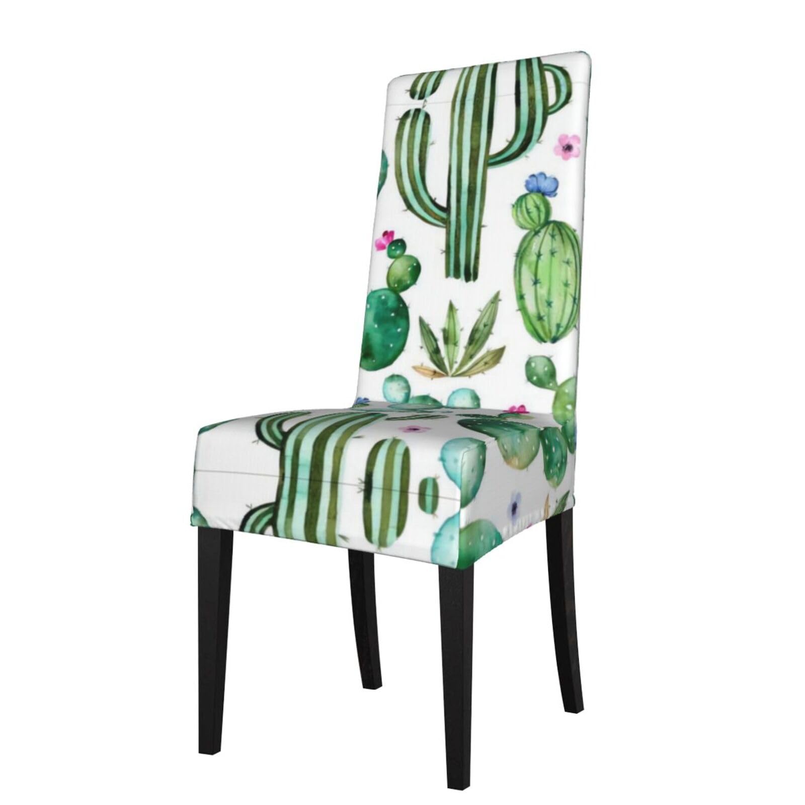 Hlsbssl Black Cactus Flower Printed Dining Chair Covers, Fully Enclosed, Removable And Washable, Suitable For Family Banquets And Celebrations