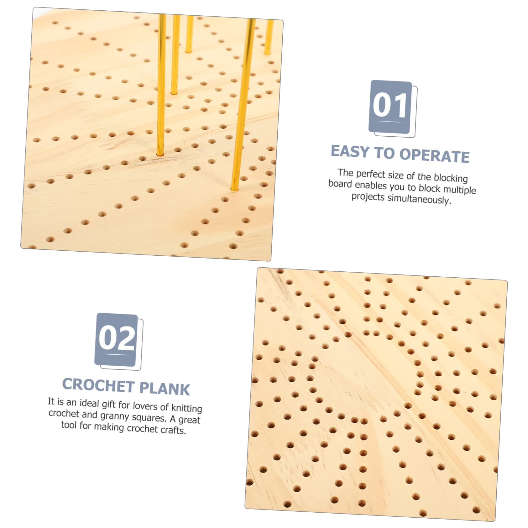 Operitacx Tavola di Bloccaggio in Legno Aghi di Posizionamento per Uncinetto e Maglieria, Facile da Usare per Progetti