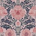 VOLEAAR Pink Floral Wallpaper Peel and Stick, Vintage Botanical Wallpapers, Boho Self-Adhesive Contact Paper for Girl Bedroom Kitchen Bathroom Cabinet, Removable Vinyl Damask Wall Paper 17.5In x 118In