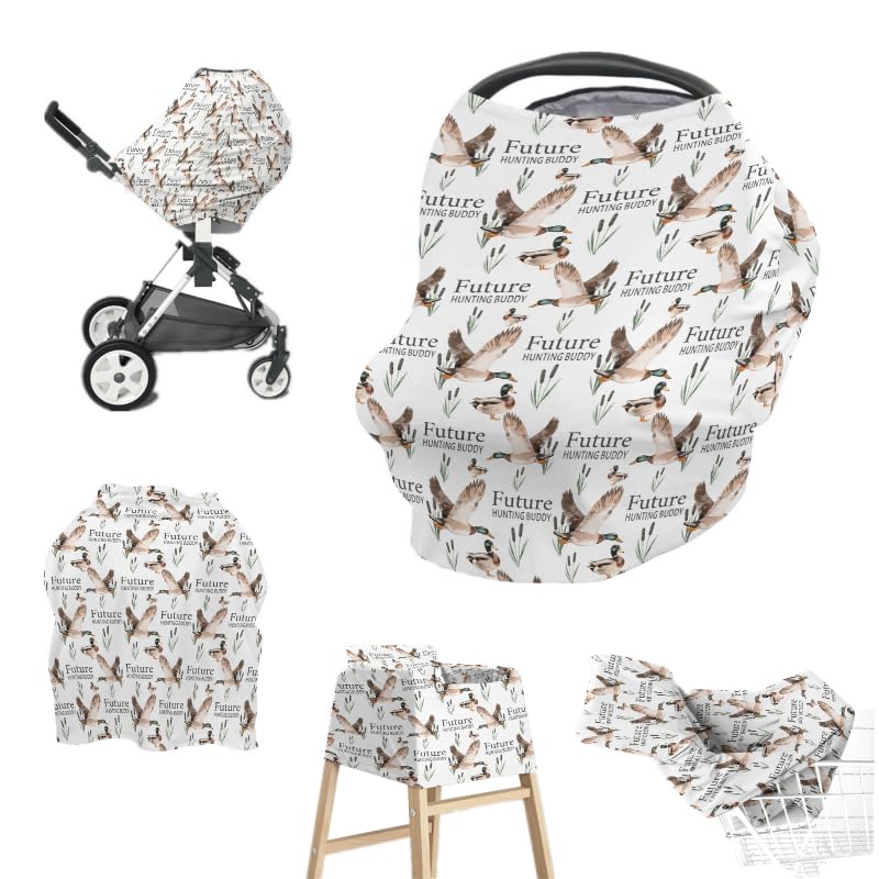 Image of Baby Boy 5-in-1 Car Seat Cover Mallard Duck Hunting Wild Animal Hunter, Multi-use Privacy Nursing Breastfeeding Cover, Carseat Canopy Carrier Newborn Infant Gift