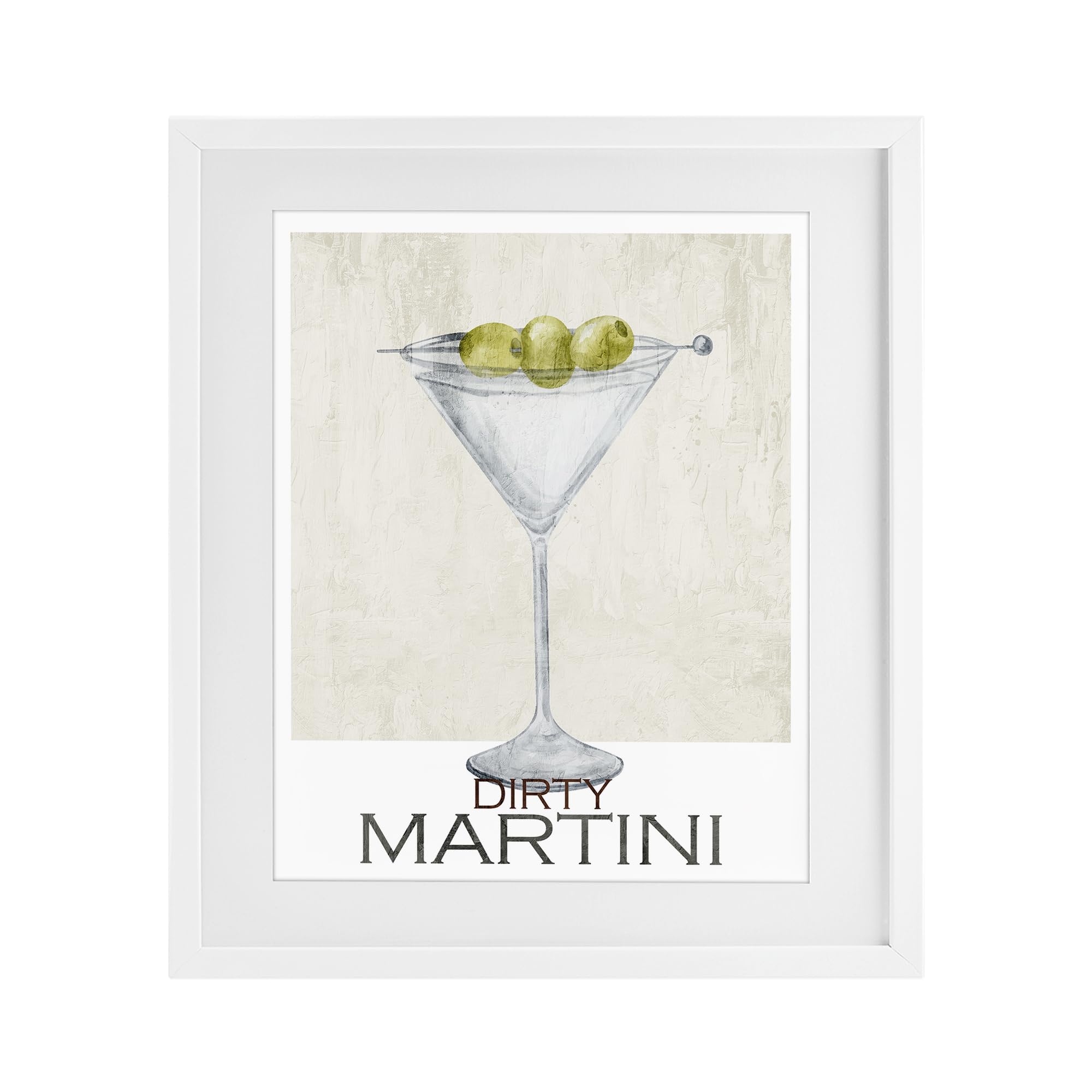 Stupell Industries Coastal White (Textured) 'Dirty Martini Olives'| Framed Print Under Glass