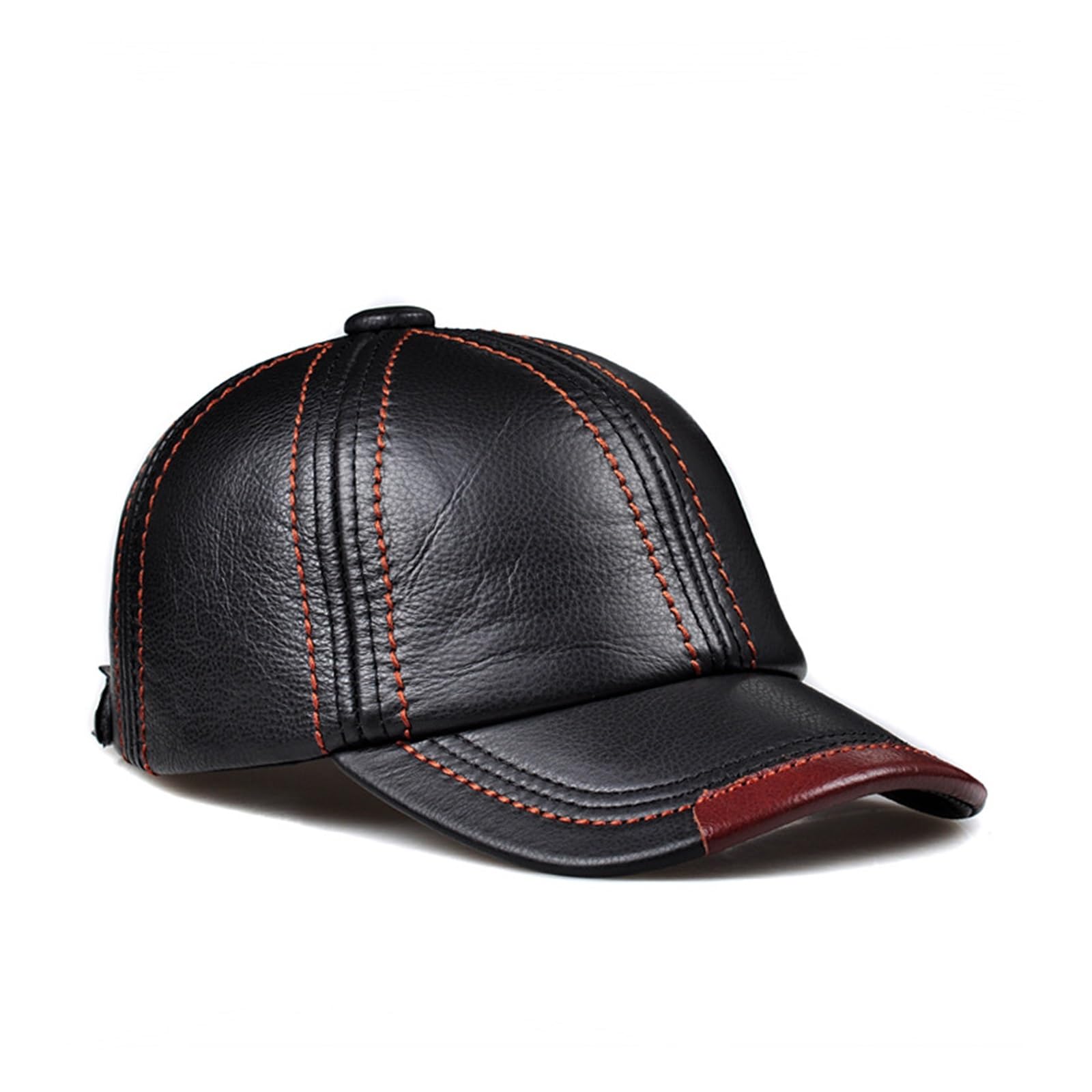 Gorra de béisbol de Cuero Genuino for Hombre, Sombrero de Piel de Vaca Negra, Ajustable for Hombre, Gorras con Visera de Cuero Real for Otoño e Invierno