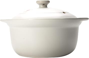 Uniware Heavy Duty Heat Proof Ceramic Pot, White, (1.25 Liter (7.5D X 3.5H / (19cm D x 9cm H))