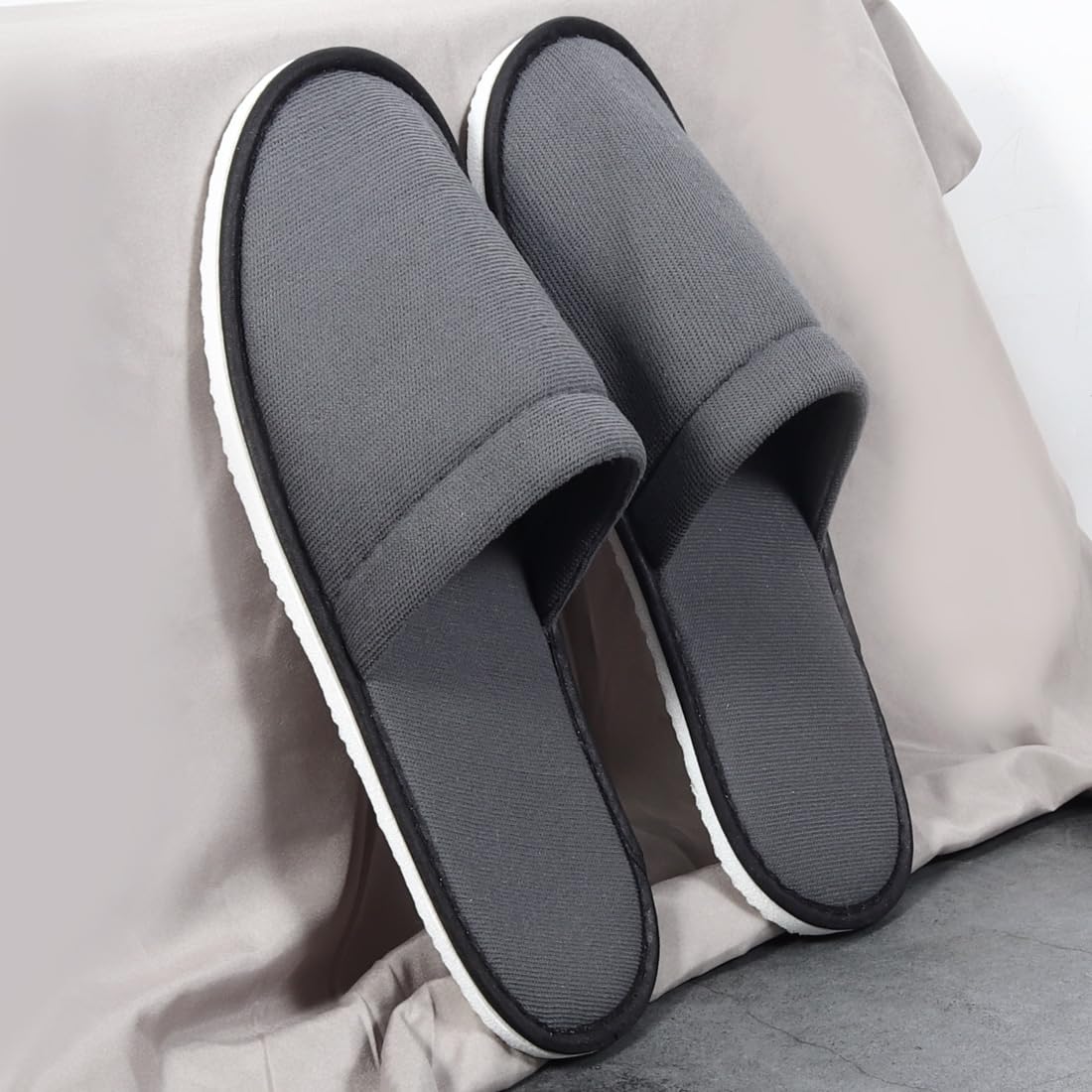 Yeios Ciabatte Hotel Spa Punta Chiuse Pantofole Ospite Adulto 20 Paia per Uomo Donna Bianco e Grigio Neoplane Spessa & 7mm Eva, Taglia M, Spessa Neoplane e 7mm, Neoplane spesso e plastica EVA da 7 mm
