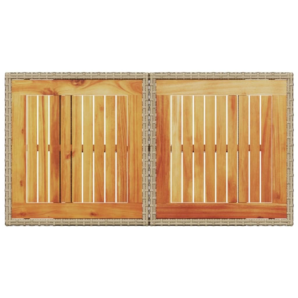 Tavolo da Giardino Regolabile Polyrattan e Acacia 100x55 cm | Tavolo trasformabile con piano elevabile in legno per pranzi e aperitivi in terrazzo o veranda.