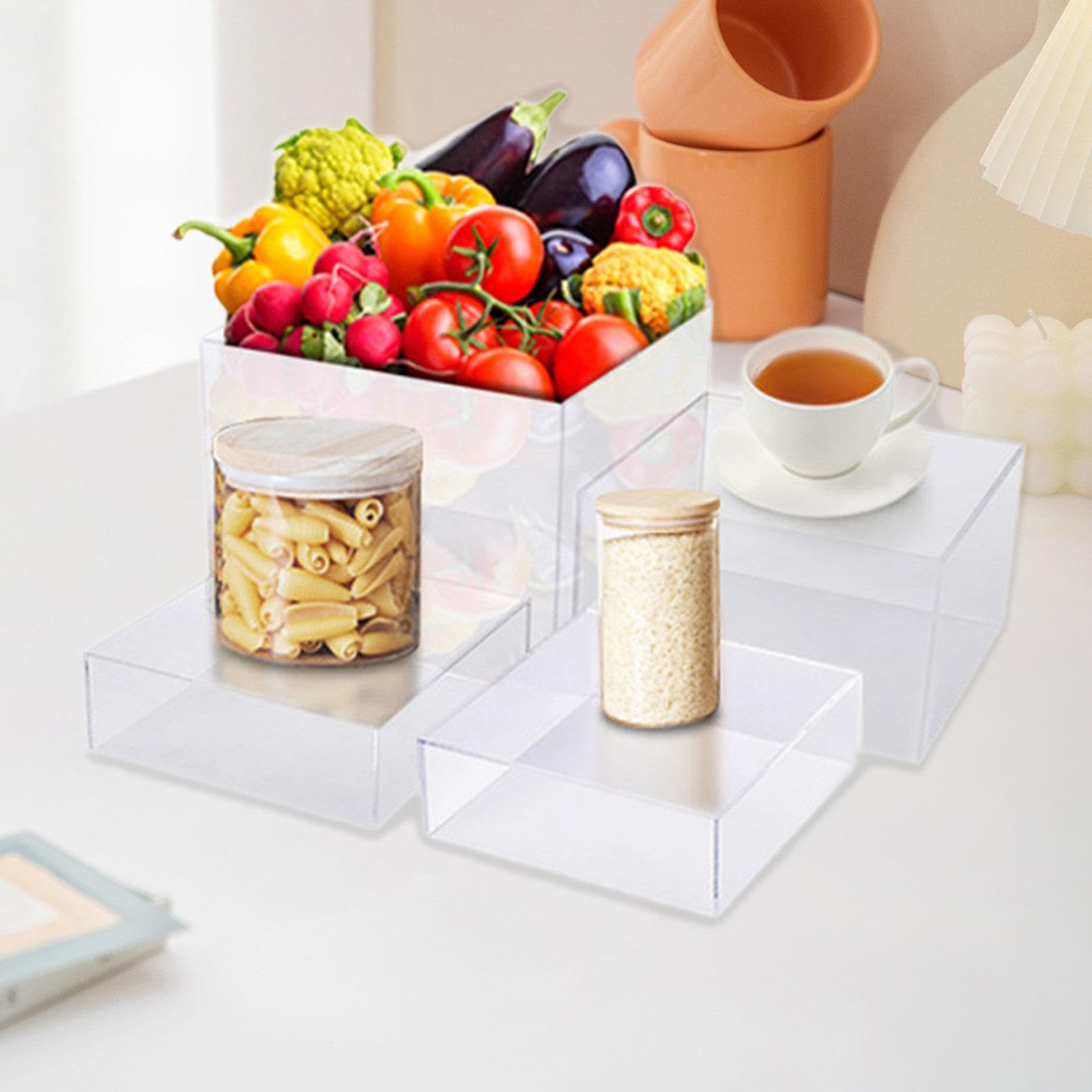 jojomis 4Pcs Acrylic Cube Display Box Riser Nest Stands for Table Buffet Catering Action Figures Collection Cosmetics