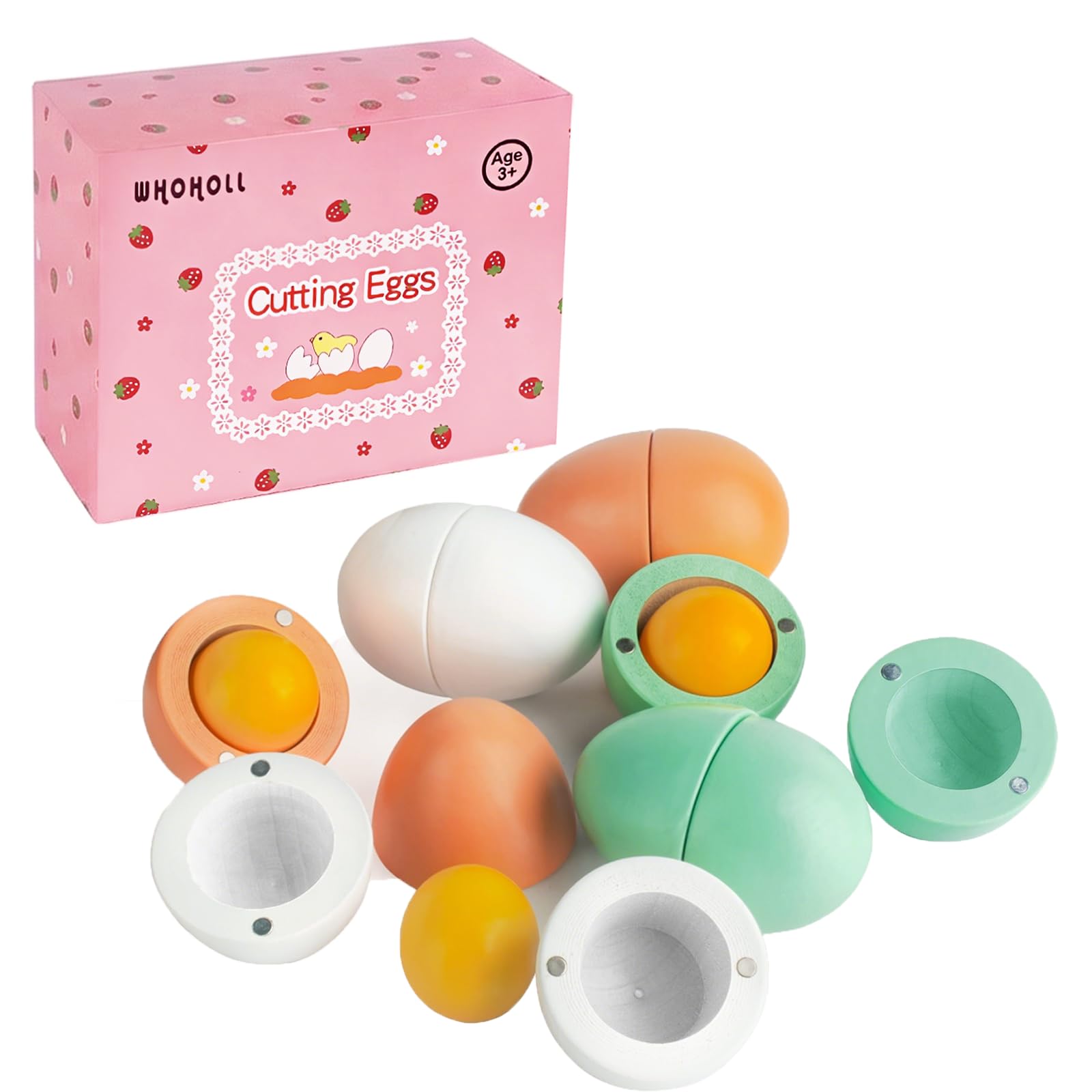 Amazon | WHOHOLL 木製クリスマスプレイエッグトイ、子供用キッチン用