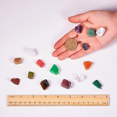 Miniatura 4 de SUNNYCLUE Colgantes de piedras preciosas naturales de cuentas de chakras curativas de forma irregular Piedra irregular,50 unidades, 25 colores,Luna