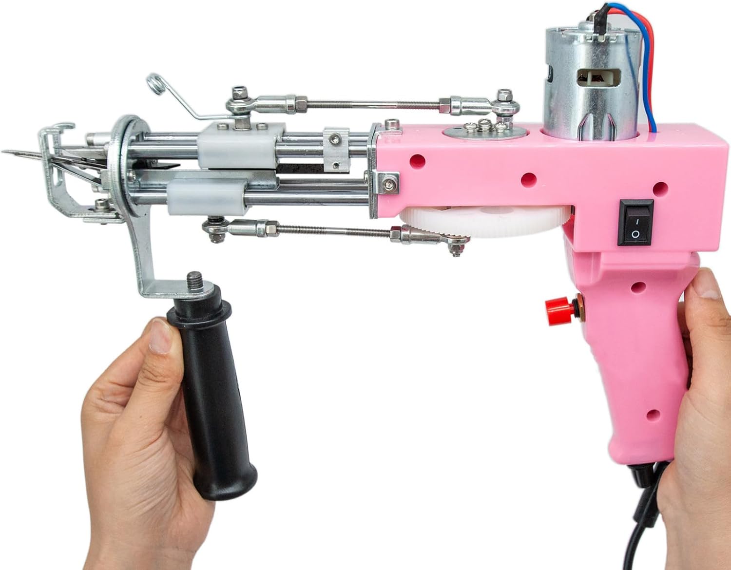 Cut Pile Rug Tufting Machine Loop Tufting Machine, Electric Carpet Weaving Flocking Machine Hand Held Punch Tools Embroidery Machine for Beginners, Easy to Use,Pink