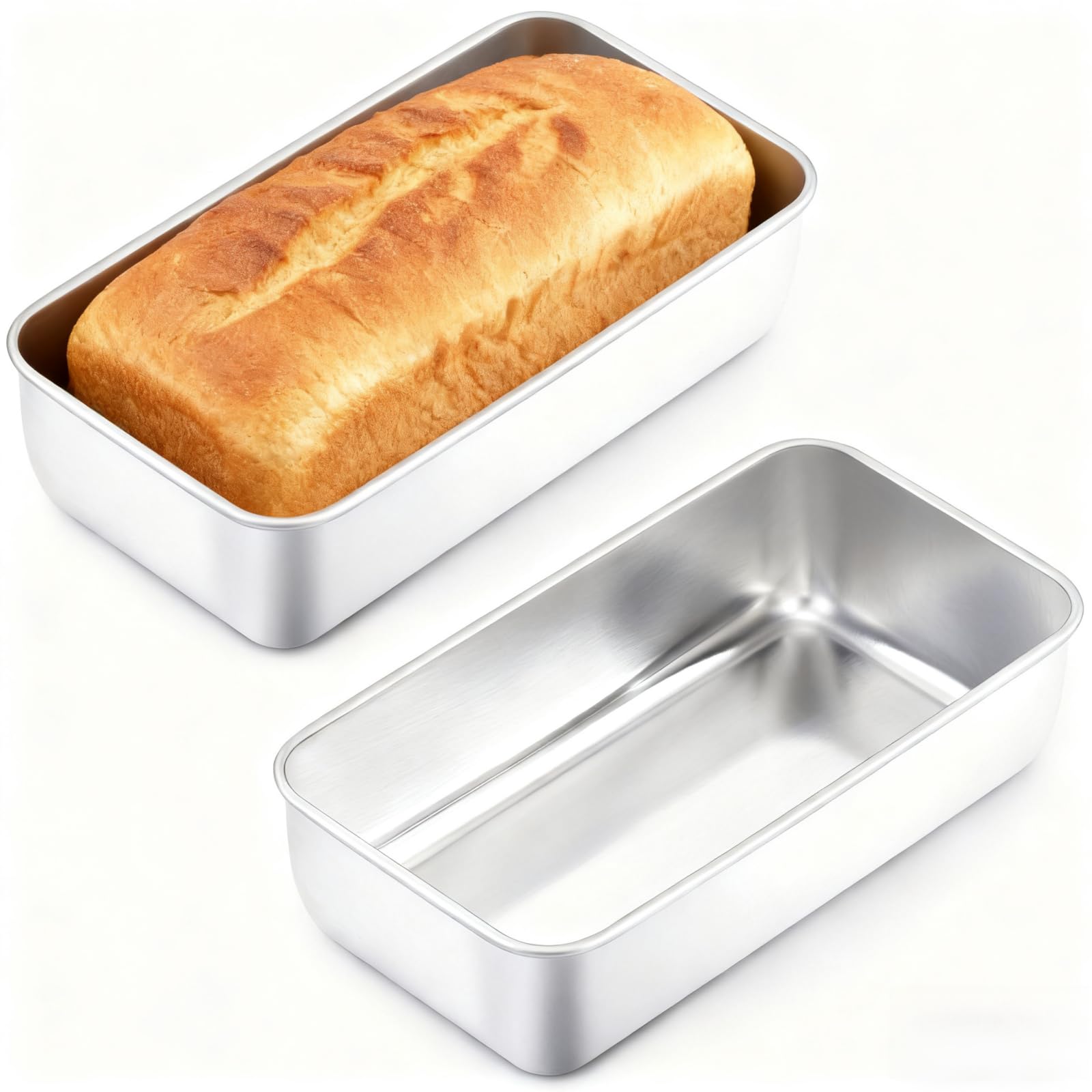 Kastenformen zum Backen von Brot, 22,9 x 12,7 cm Brotform, Edelstahl, Hackbratenform für hausgemachte Bananen-Sauerteig, spülmaschinenfest (2)