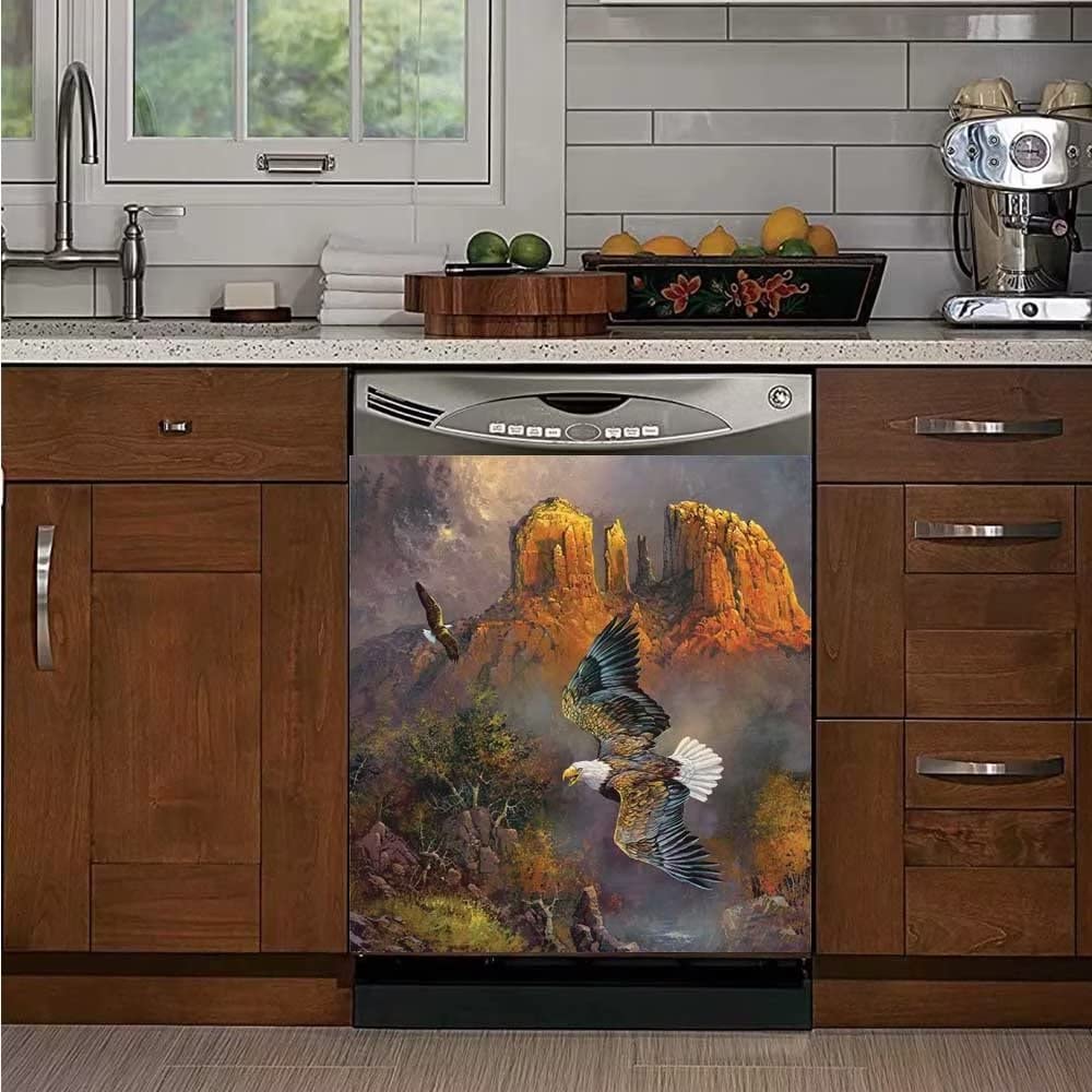 Dishwasher Magnet Cover Flying Eagle, Vinyl Dishwasher Cover American Eagle,  Reusable Magnetic Refrigerator Panel Decal 23x26 : Amazon.co.uk: Large  Appliances