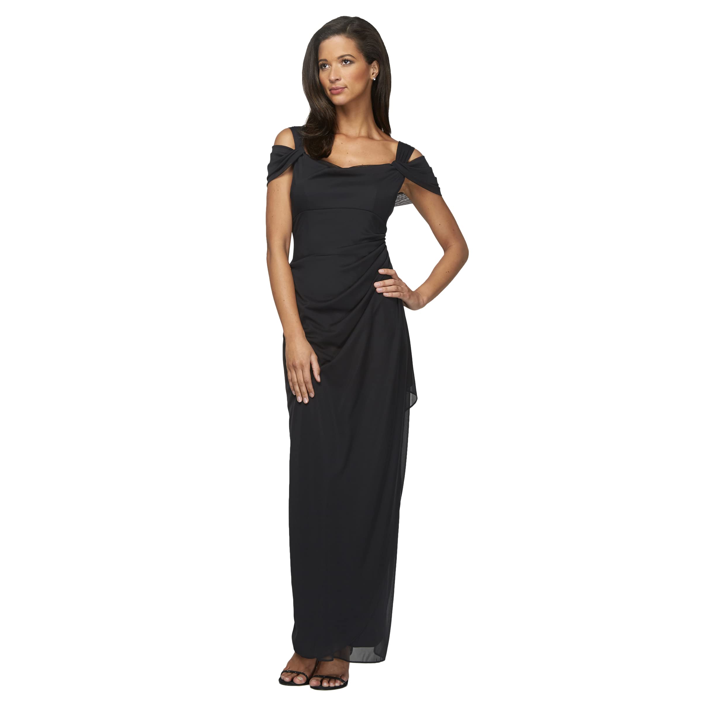 Women's Petite Long Dress with Side-Ruched Skirt
