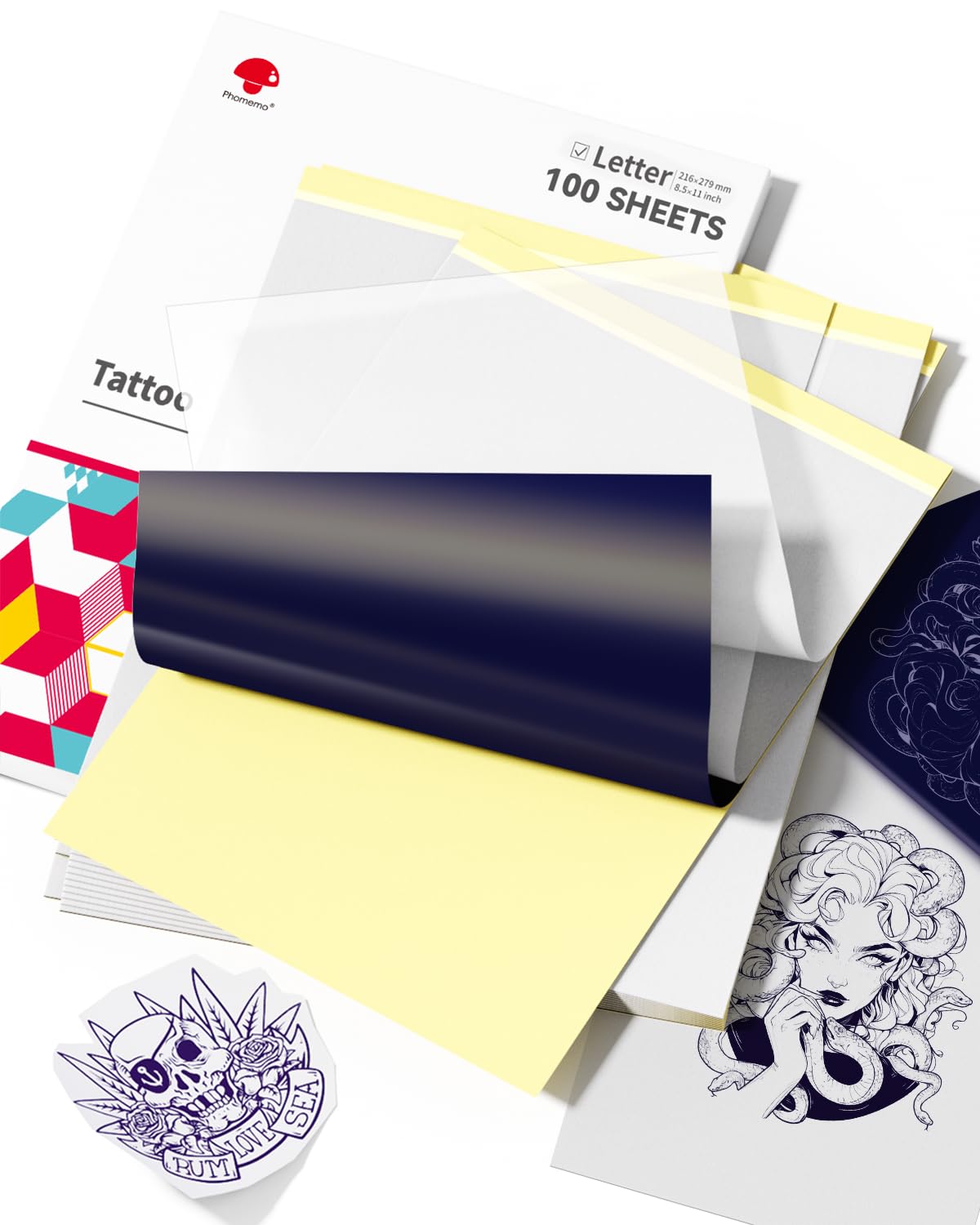 Phomemo Tattoo Transfer Paper 8.5" X 11" - 100 Sheets of Tattoo Stencil Paper, for Tattoo Transfer Kit - Commercial & Personal Use, Compatible with TP81/TP83/TP88, Itari A886, TATTMUSE Tattoo Machines-image-29