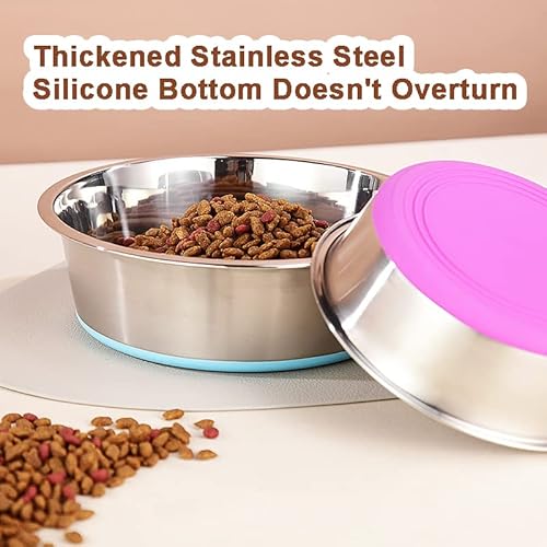 Wedawn Stainless Steel Dog Bowls, 4 Cups Non-Slip Rubber Bottom Dog Dishes, Deep Food Grade Cat Bowl, Premium Water And Food Pet Bowls For Dogs Cats, Dishwasher Safe, Easy To Clean, 2 Pack #TOP5