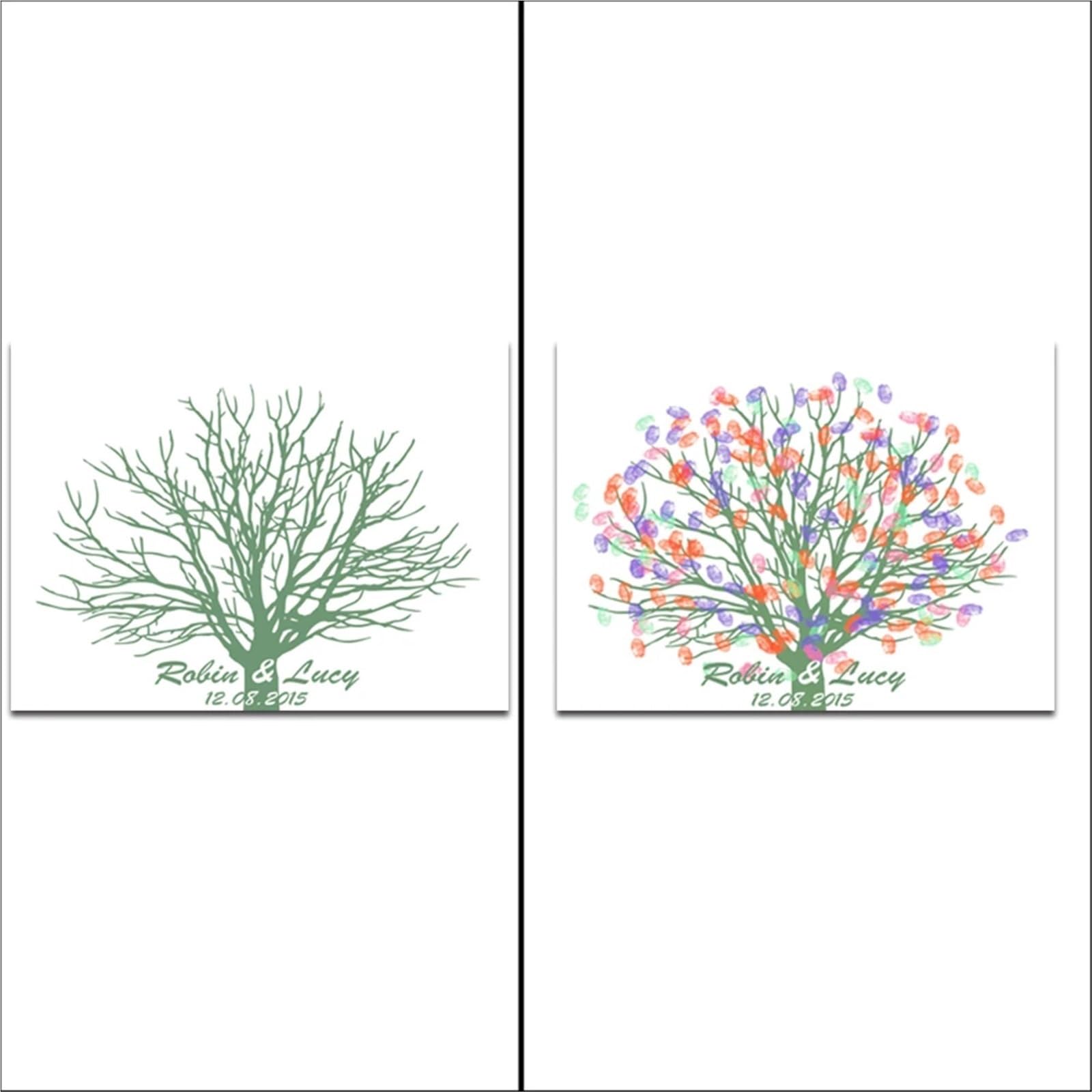 Hochzeit Fingerabdrücke mit Baum Fingerabdruck-Signatur-Gästebuch, Hochzeit, Partyzubehör, Fingerabdrücke, Baumdekorationsbücher(Color08,60x80cm 24x32inch)