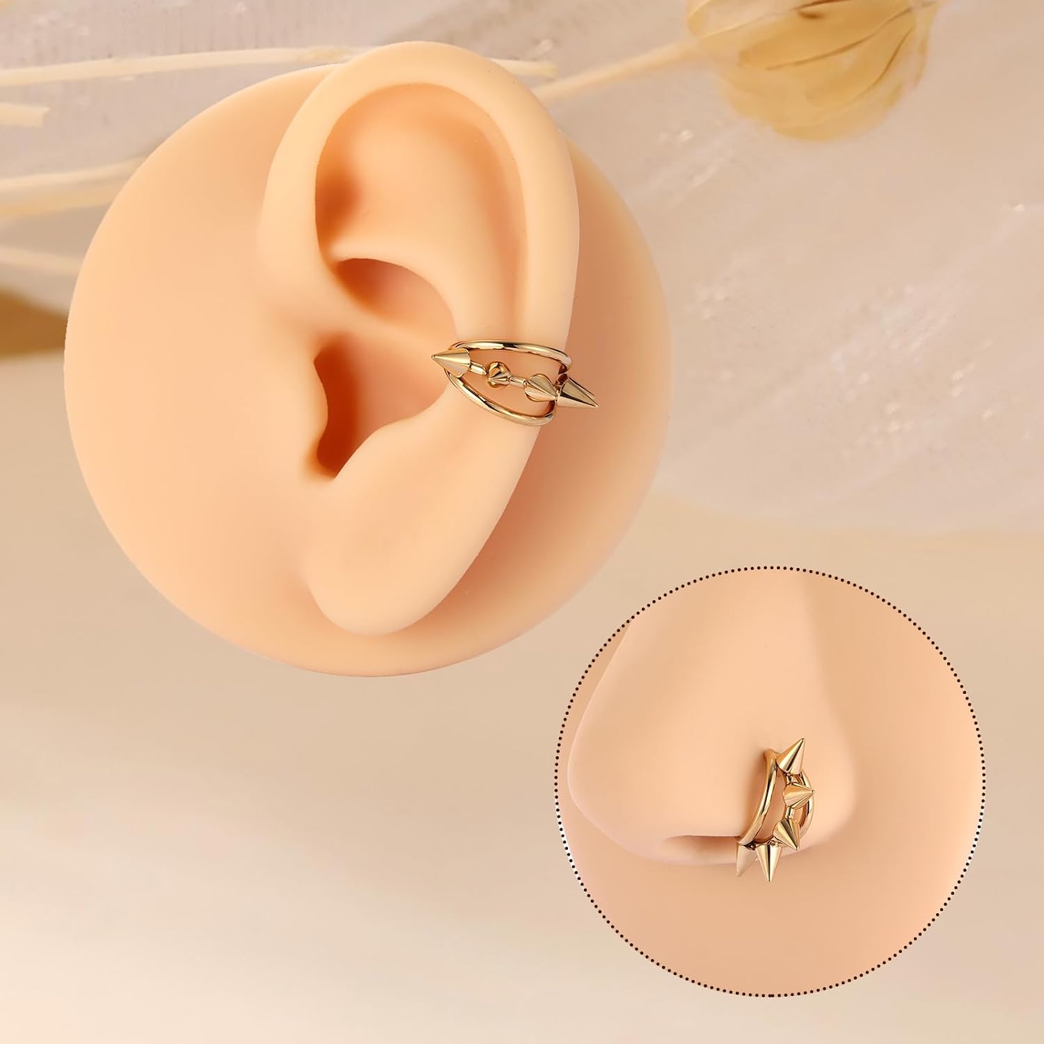 PEAKLINK Spike Nose Hoop Ring 16G Conch Hoop Earring 316L Surgical Steel Septum Daith Tragus Jewelry Helix Cartilage Lobe Earring