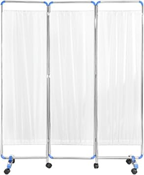 Portable Medical Privacy Screen On Wheels, Doctors Office/Beauty Salons/Clinic/Hospitals Wards Room Divider Wall, Freestanding Stainless Steel Bed Partition with Detachable Fabric Color Pink, S