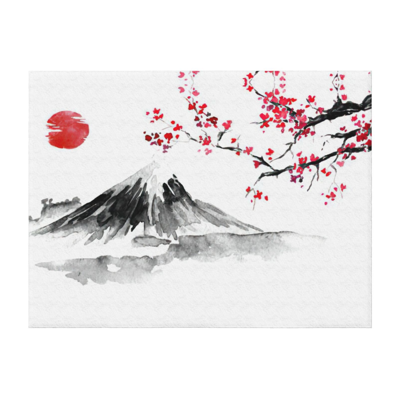 Couverture légère japonaise motif soleil rouge jeté de lit et canapé haut de gamme