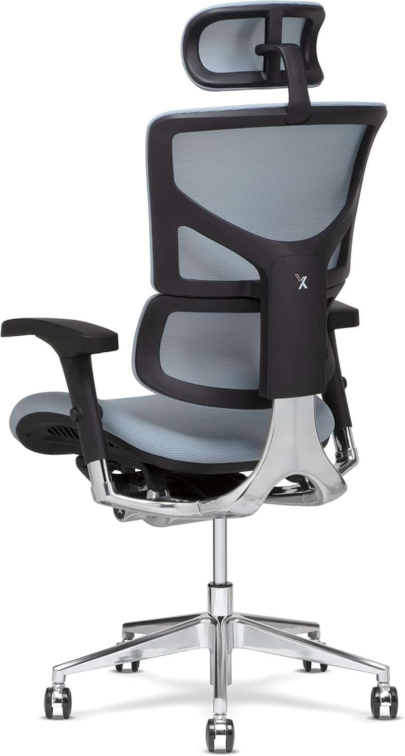 X-Chair X3 Management Office Chair, Glacier A.T.R. Fabric - High End Comfort Chair/Dynamic Variable Lumbar Support/Floating Recline/Highly Adjustable/Durable/Executive Office Desk Seat