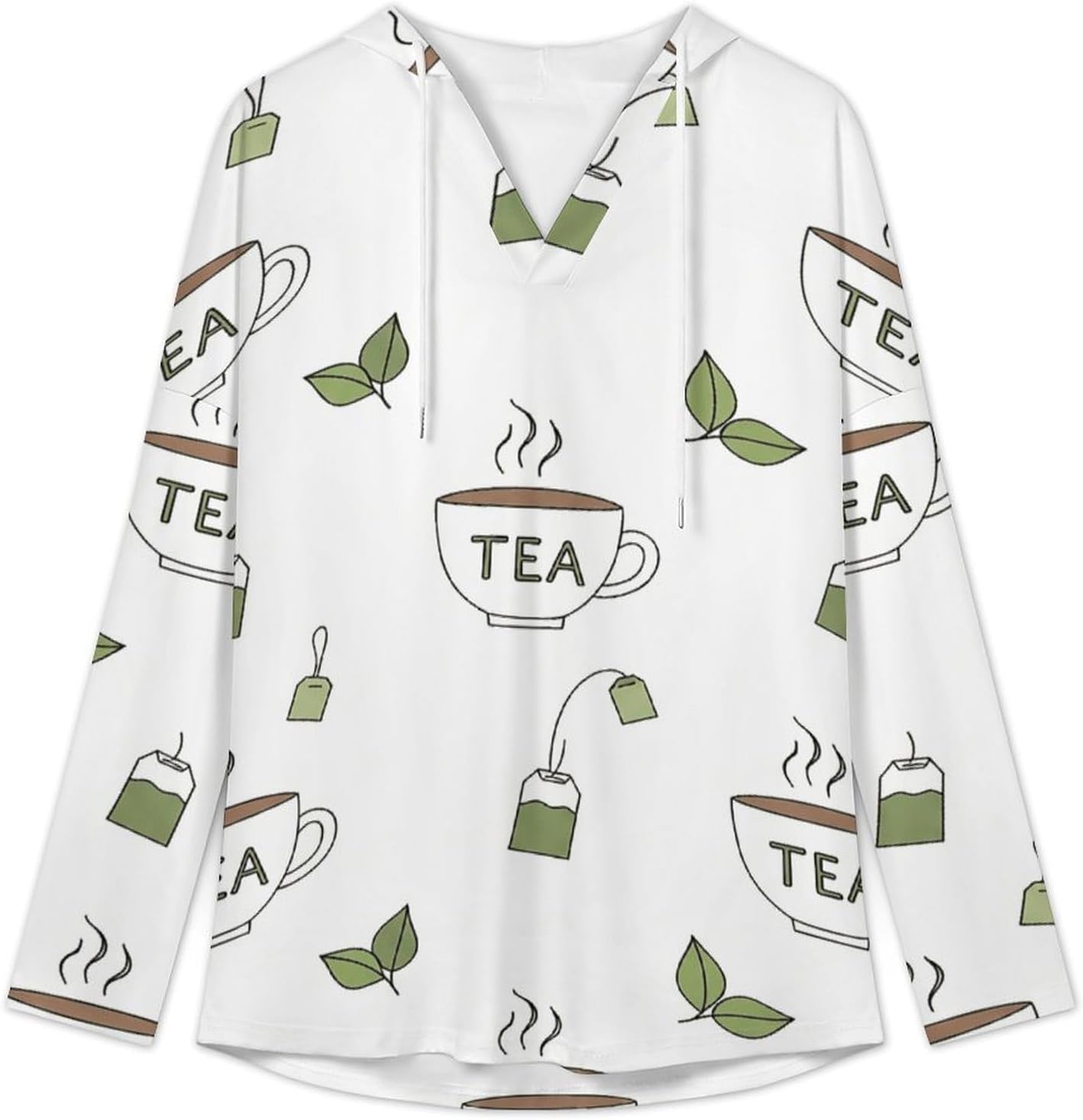 V Neck Hoodies for Women Long Sleeve Lightweight Sweatshirt, Loose Fit Drawstring Pullover Top for Casual Wear