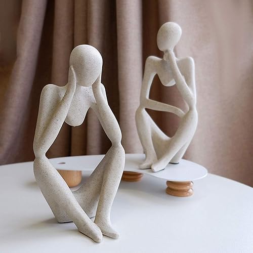 Miniatura 5 de Escultura de estatua china de feng shui, decoración de escritorio de personajes abstractos nórdicos, decoraciones simples para el hogar,