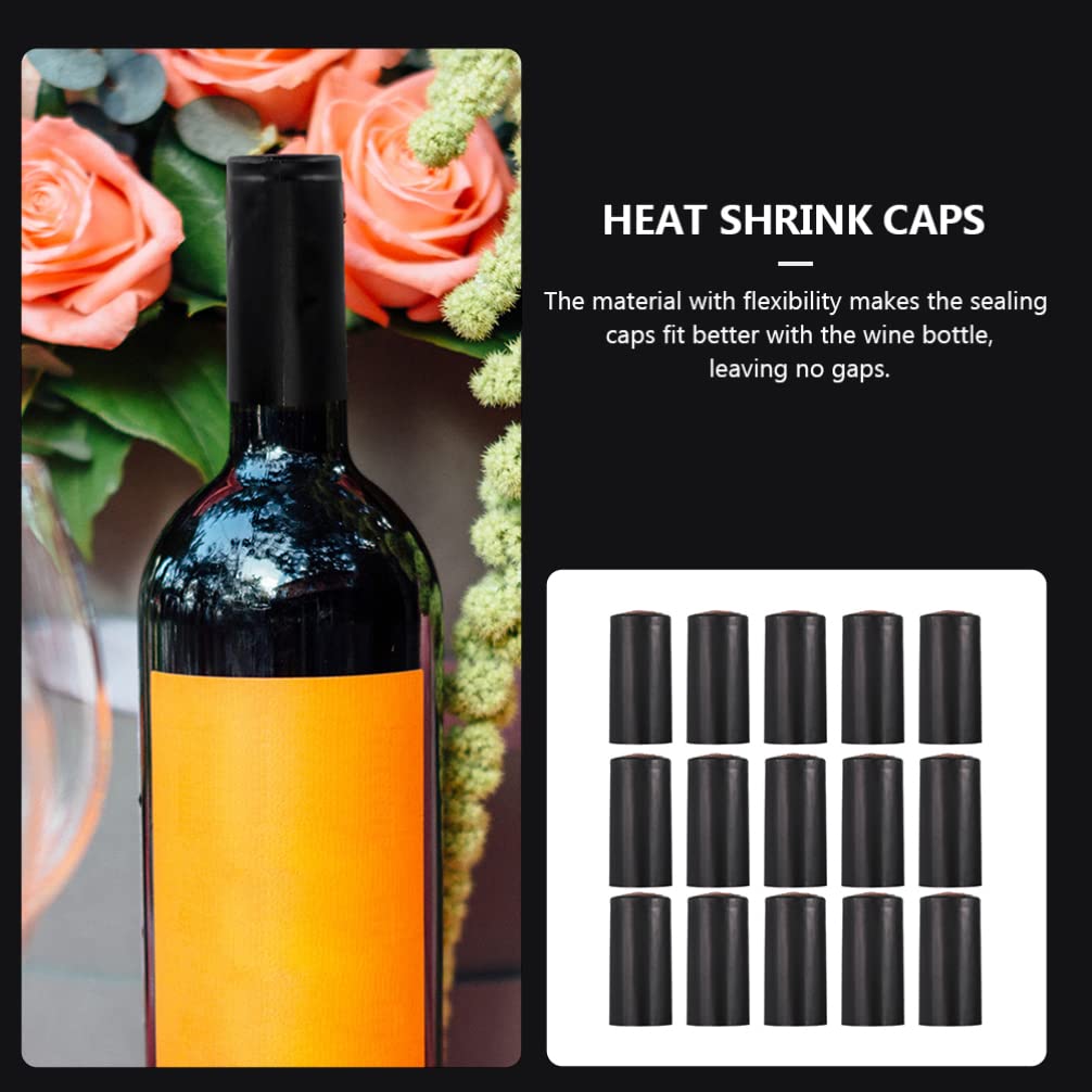 Lot De 50 Capsules Thermorétractables Pour Bouteilles De Vin - Noir, Scellage Par Chaleur - Pour Cave, Dégustation