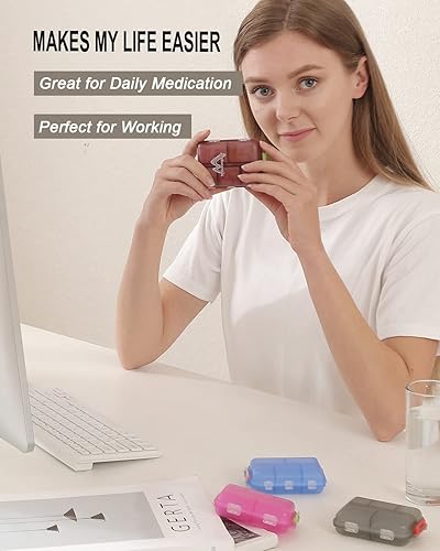 Miniatura 8 de Paquete de 1 organizador de píldoras de viaje para farmacia, 10 compartimentos, pequeño pastillero plegable sin BPA, contenedor de píldoras diario